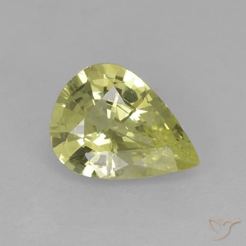0.99ct 天然 ライトグリーンがかったイエロー クリソベリル, 洋梨の形, VS