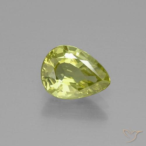 1.47ct 天然 ミディアムイエロー クリソベリル, 洋梨の形, VVS