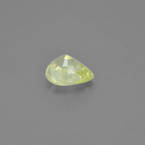 1.12カラットの天然ミディアム薄いイエロークリソベリル（7.1×5.9 mm・洋梨の形）