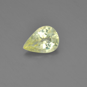 1.39カラットの天然ミディアム薄いイエロークリソベリル（8.8×6.4 mm・洋梨の形）