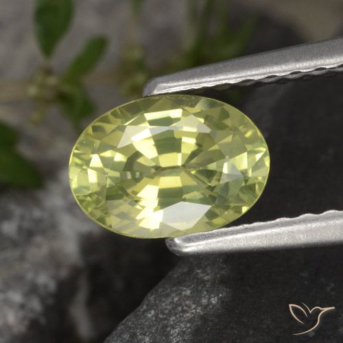 1.00ct 天然 ミディアムイエロー クリソベリル, 楕円形, VVS