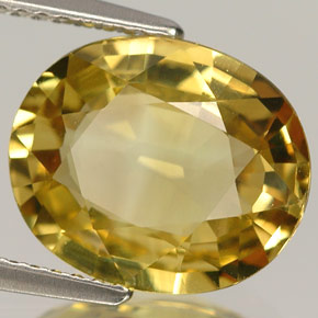 5.20カラットの天然レモンクリソベリル（12.2×10.1 mm・オーバルカット）