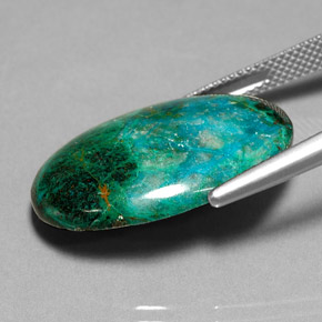 19.52カラットの天然マルチカラークリソコラ（25.1×18.2 mm・オーバルカット）