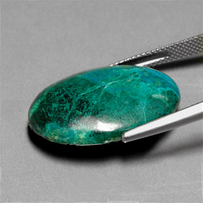 20.30カラットの天然マルチカラークリソコラ（25.1×18.1 mm・オーバルカット）