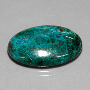 21.92カラットの天然マルチカラークリソコラ（25×18.1 mm・オーバルカット）