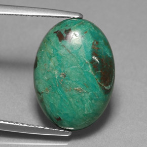 7.78カラットの天然グリーンクリソコラ（18.1×13.2 mm・オーバルカット）