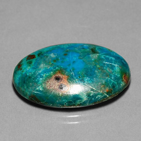 20.31カラットの天然マルチカラークリソコラ（25.1×18.2 mm・オーバルカット）