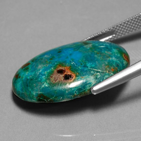 20.31カラットの天然マルチカラークリソコラ（25.1×18.2 mm・オーバルカット）