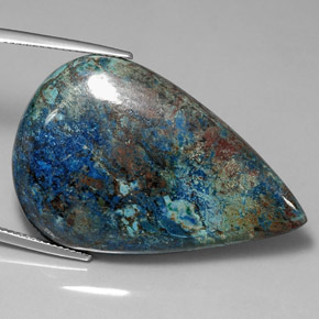 41.46カラットの天然マルチカラークリソコラ、洋梨の形、オペーク