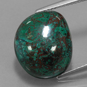 10.77カラットの天然マルチカラークリソコラ（15×12.8 mm・ファンシーシェイプ）