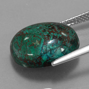 10.77カラットの天然マルチカラークリソコラ（15×12.8 mm・ファンシーシェイプ）
