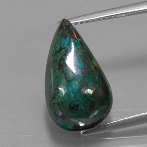 11.95カラットの天然マルチカラークリソコラ（16.4×9.7 mm・ファンシーシェイプ）