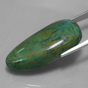 38.88カラットの天然マルチカラークリソコラ、ファンシーシェイプ、オペーク