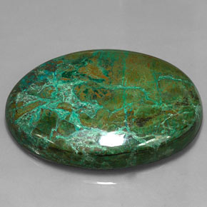 166.65カラットの天然マルチカラークリソコラ（49.9×36.1 mm・オーバルカット）