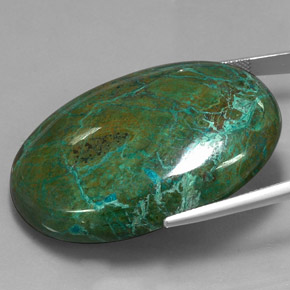 110.00カラットの天然マルチカラークリソコラ（43.1×30.2 mm・オーバルカット）