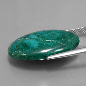 23.20カラットの天然マルチカラークリソコラ（25×18.1 mm・オーバルカット）