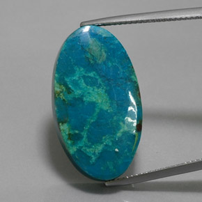 18.59カラットの天然マルチカラークリソコラ（25.7×14.6 mm・オーバルカット）
