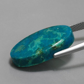 18.59カラットの天然マルチカラークリソコラ（25.7×14.6 mm・オーバルカット）