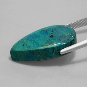 31.71カラットの天然マルチカラークリソコラ、洋梨の形、オペーク