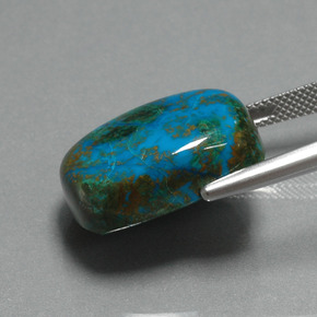 28.39カラットの天然マルチカラークリソコラ、クッションカット、オペーク