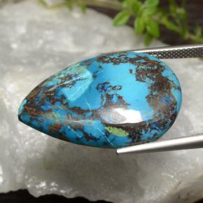 34.39カラットの天然マルチカラークリソコラ、洋梨の形、オペーク