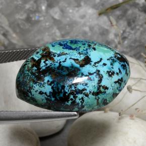 40.80カラットの天然マルチカラークリソコラ（25.3×19.9 mm・ファンシーシェイプ）