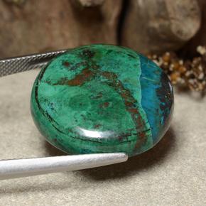 31.81カラットの天然マルチカラークリソコラ、ラウンドカット、オペーク