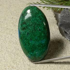 60.57カラットの天然マルチカラークリソコラ、オーバルカット、オペーク