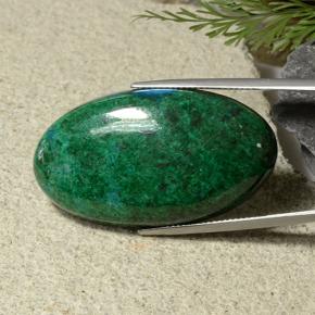 60.57カラットの天然マルチカラークリソコラ、オーバルカット、オペーク