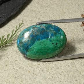 19.55カラットの天然マルチカラークリソコラ、オーバルカット、オペーク