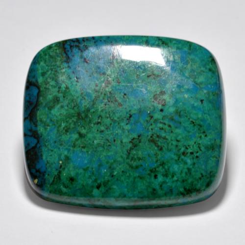 63.02カラットの天然マルチカラークリソコラ、クッションカット、オペーク