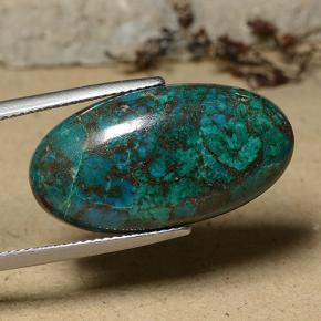 18.81カラットの天然マルチカラークリソコラ（26.2×13.8 mm・オーバルカット）