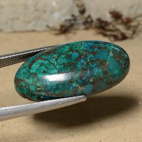 18.81カラットの天然マルチカラークリソコラ（26.2×13.8 mm・オーバルカット）