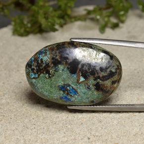 40.10カラットの天然マルチカラークリソコラ、オーバルカット、オペーク