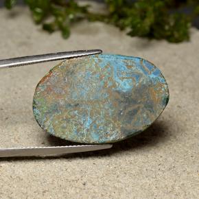 40.10カラットの天然マルチカラークリソコラ、オーバルカット、オペーク