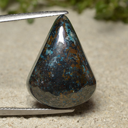 27.27カラットの天然マルチカラークリソコラ、洋梨の形、オペーク