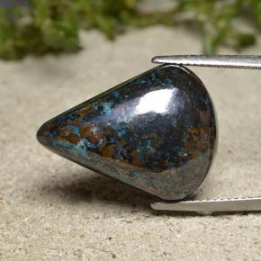 27.27カラットの天然マルチカラークリソコラ、洋梨の形、オペーク