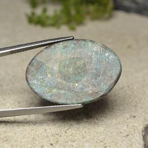 30.82カラットの天然マルチカラークリソコラ、オーバルカット、オペーク