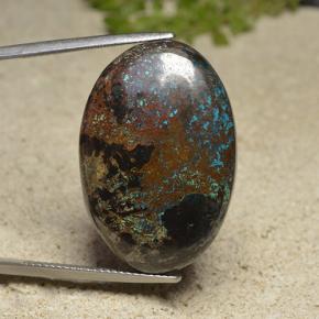 46.89カラットの天然マルチカラークリソコラ（29.7×20.2 mm・オーバルカット）