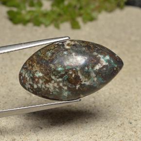 15.73カラットの天然マルチカラークリソコラ、マーキーズ、オペーク