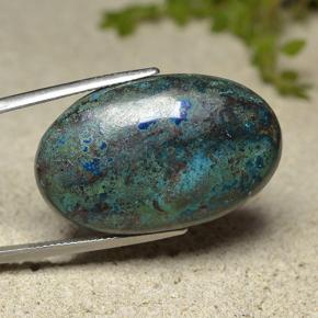 36.86カラットの天然マルチカラークリソコラ、オーバルカット、オペーク