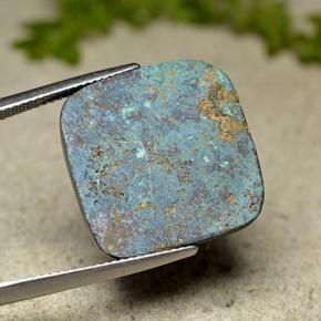 23.94カラットの天然マルチカラークリソコラ（20.1×19.7 mm・クッションカット）