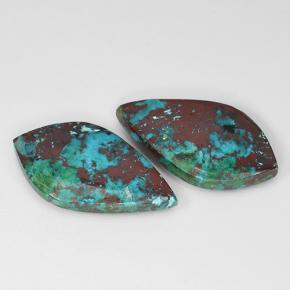 14.41カラットの天然マルチカラークリソコラ（23.8×12.9 mm・ファンシーシェイプ）