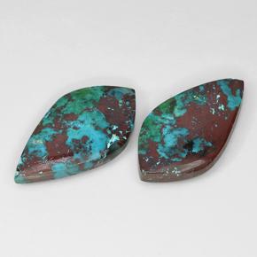 14.41カラットの天然マルチカラークリソコラ（23.8×12.9 mm・ファンシーシェイプ）