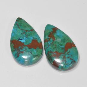 10.79カラットの天然マルチカラークリソコラ（19.2×11.4 mm・洋梨の形）