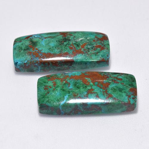14.61カラットの天然マルチカラークリソコラ（18.6×9.4 mm・クッションカット）