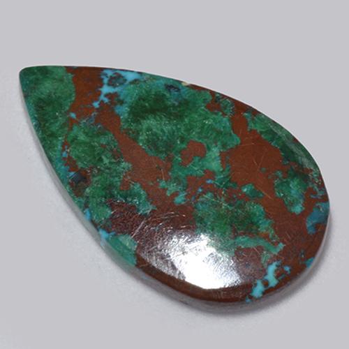 6.13カラットの天然マルチカラークリソコラ（20.7×12.1 mm・洋梨の形）
