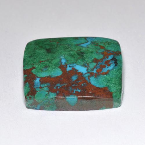 10.69カラットの天然マルチカラークリソコラ（16×16 mm・四角）