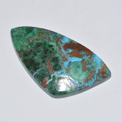 9.00カラットの天然マルチカラークリソコラ（26.1×14.3 mm・ファンシーシェイプ）