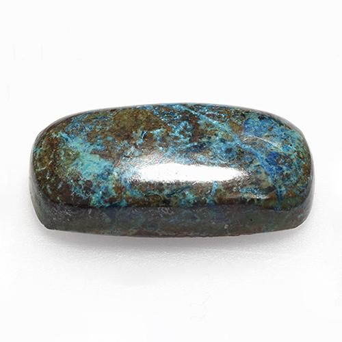 11.89カラットの天然マルチカラークリソコラ（20.8×10.7 mm・クッションカット）